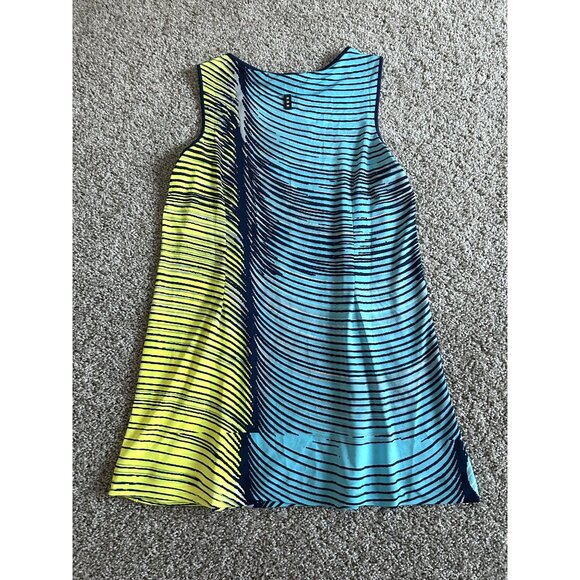 Jamie Sadock Womens Sz L Sleeveless Striped Dress W/ Zipper Pockets Blue & Yello - Picture 3 of 8